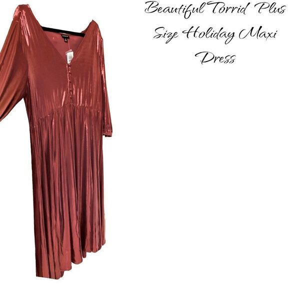 TORRID Plus Size New Red Liquid Knit Holiday Maxi Dress - Picture 4 of 16